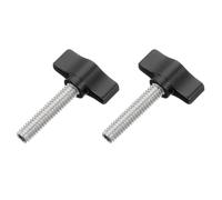 sourcing map 2 Pcs 1/4" - 31 Thumb Screw, 304 Stainless Steel Threaded Knurled Thumbscrew Adjustable Tee Wing Screw Grip Knobs Clamping Screws for Kinds of Stand and Machine, Black
