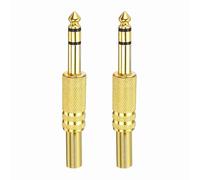 sourcing map 2 Pcs 1/4" Audio TS Plug, 6.35mm Mono Male Plug Cable Connector, TS Male Audio Cable Adapter for Speaker, Microphone, Guitar, 3.11"
