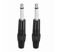 sourcing map 2 Pcs 1/4" Audio TS Plug, 6.35mm Mono Male Plug Cable Connector, TS Male Audio Cable Adapter for Speaker, Microphone, Guitar, 3.54" Black