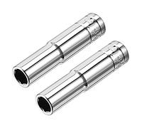 sourcing map 2 Pcs 1/4 Inch Drive 7mm 6-Point Deep Socket, Metric, Cr-V