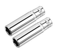 sourcing map 2 Pcs 1/4 Inch Drive 9mm 6-Point Deep Socket, Metric, Cr-V