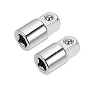 sourcing map 2 Pcs 1/4 Inch Drive (F) x 3/8 Inch (M) Socket Adapter, Female to Male, Cr-V (Silver)