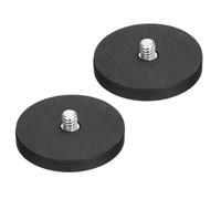 sourcing map 2 Pcs 1.7" Dia Rubber Coated Magnets, 19LBS Anti-Scratch Flag Magnet Base with 1/4"-20UNC Male Threaded Studs and Nut Magnets Holder for Camera Light Bar Mirror Tool