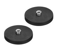 sourcing map 2 Pcs 1.7" Dia Rubber Coated Magnets, 19LBS Anti-Scratch Flag Magnet Base with 1/4"-20UNC Female Threaded Studs and Nut Magnets Holder for Camera Light Bar Mirror Tool