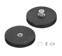 sourcing map 2 Pcs 1.7" Dia Rubber Coated Magnets, 19LBS Anti-Scratch Flag Magnet Base with M5 Female Threaded Studs and Nut Magnets Holder for Camera Light Bar Mirror Tool