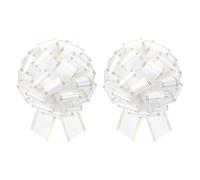 sourcing map 2 Pcs 10 Inch Giant Large Pull Bow Big Metallic Car Bows Ribbon with Gold Edge for Wedding Presents Gift Wrapping Christmas, White