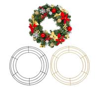 sourcing map 2 Pcs 10 Inch Wire Wreath Frames Metal Round Wire Frame for Floral Arrangements, Craft DIY Autumn Christmas Thanksgiving Wreath Supplies, Black/Golden