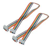 sourcing map 2 Pcs 10 Pin Flat Rainbow Ribbon Cable FC/FC Female Connector 1FT 2.54mm Pitch Breadboard Jumper Wires for Electronic Projects