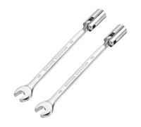 sourcing map 2 Pcs 10mm Swivel Head Socket Combination Spanner Wrench CR-V Steel Rotary Torx Socket Head Open End Wrenches Spanner Mirror Polishing for Auto Car Repairing