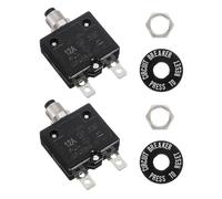 sourcing map 2 Pcs 12Amp Push Button Circuit Breaker,125/250V AC 50V DC Manual Reset Thermal Overload Protector Thermal Circuit Breaker for Industrial Auto Cars