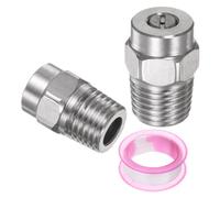 sourcing map 2 Pcs 15 Degree Thread Washer Spray Tip 1/4" Male NPT Pressure Washer Tip 0.977mm Orifice Stainless Steel for Water Broom and Undercarriage Cleaner