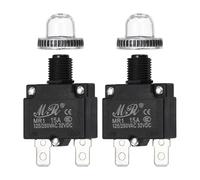 sourcing map 2 Pcs 15Amp Push Button Circuit Breaker,125/250V AC 32V DC Manual Reset Thermal Overload Protector with Waterproof Button Caps