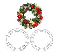 sourcing map 2 Pcs 16 Inch Wire Wreath Frames Metal Round Wire Frame for Floral Arrangements, Craft DIY Autumn Christmas Thanksgiving Wreath Supplies, Green/Black
