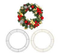 sourcing map 2 Pcs 16 Inch Wire Wreath Frames Metal Round Wire Frame for Floral Arrangements, Craft DIY Autumn Christmas Thanksgiving Wreath Supplies, Black/Golden