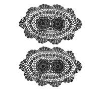 sourcing map 2 Pcs 16x10 Inch Handmade Crochet Doilies, Polyester Cotton Table Placemats Oval Table Crochet Placemats for Dining Table Kitchen Parties, Black