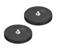 sourcing map 2 Pcs 2.6" Dia Rubber Coated Magnets, 44LBS Anti-Scratch Flag Magnet Base with 1/4"-20UNC Male Threaded Studs and Nut Magnets Holder for Camera Light Bar Mirror Tool
