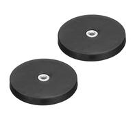sourcing map 2 Pcs 2.6" Dia Rubber Coated Magnets, 44LBS Anti-Scratch Flag Magnet Base with 1/4"-20UNC Female Threaded Studs and Nut Magnets Holder for Camera Light Bar Mirror Tool