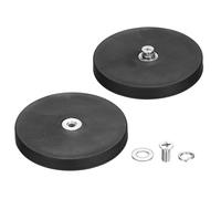 sourcing map 2 Pcs 2.6" Dia Rubber Coated Magnets, 44LBS Anti-Scratch Flag Magnet Base with M5 Female Threaded Studs and Nut Magnets Holder for Camera Light Bar Mirror Tool