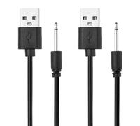 sourcing map 2 Pcs 2.6FT DC Charging Cable,5V 1A USB to DC Power Cable 2.5mm Fast Charger Cord Adapter Head Length 18mm for Beauty Equipment, Magic Wand, Massagers, Toys, Desk Lamp, Black