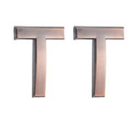 sourcing map 2 Pcs 2.76 Inch House Letters, Self-adhesive Mailbox Door Letter Stickers, Electroplated Finish Outdoor Address Signs for Office Hotel Apartments, Garden (Letter T, Bronze)