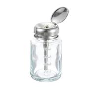 sourcing map 2 Pcs 2.7Oz / 80ML Glass Pumping Dispenser Bottle Square Liquid Pumping Press Push Down Alcohol Container with Metal Flip Cover for Makeup Remover Dispensing Alcohol