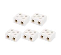 sourcing map 2 Pcs 2 Way Ceramics Terminal Blocks, 60A 110V-600V High Temp Porcelain Ceramic Electrical Connectors with Brass Conductors 38x31x23 mm for Electric Wire Cable