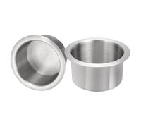 sourcing map 2 Pcs 201 Stainless Steel Drop-in Cup, 2.2" x 4.37" Drink Can Holder Poker Table Cup Holder Insert for Sofa Boat Car Marine, Silver