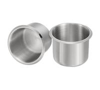 sourcing map 2 Pcs 201 Stainless Steel Drop-in Cup, 2.28" x 3.2" Drink Can Holder Poker Table Cup Holder Insert for Sofa Boat Car Marine, Silver