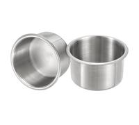 sourcing map 2 Pcs 201 Stainless Steel Drop-in Cup, 2.28" x 4.06" Drink Can Holder Poker Table Cup Holder Insert for Sofa Boat Car Marine, Silver