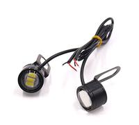 sourcing map 2 Pcs 21mm Dia Metal Car Motor Eagle Eye Fog DRL White 3 LED Lamp