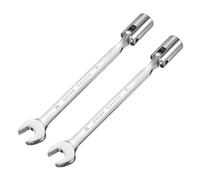 sourcing map 2 Pcs 21mm Swivel Head Socket Combination Spanner Wrench CR-V Steel Rotary Torx Socket Head Open End Wrenches Spanner Mirror Polishing for Auto Car Repairing