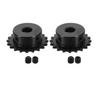 sourcing map 2 Pcs #25 Chain Roller Sprocket 10mm Bore, 1/4" Pitch 20 Tooth C45 Carbon Steel ANSI #25 Roller Sprocket Keyway 3 x 1.4mm with Set Screws for ISO 04C Chain