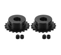 sourcing map 2 Pcs #25 Chain Roller Sprocket 12mm Bore, 1/4" Pitch 20 Tooth C45 Carbon Steel ANSI #25 Roller Sprocket Keyway 5 x 2.3mm with Set Screws for ISO 04C Chain
