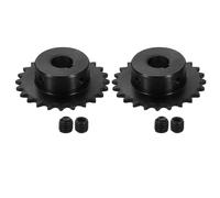 sourcing map 2 Pcs #25 Chain Roller Sprocket 12mm Bore, 1/4" Pitch 24 Tooth C45 Carbon Steel ANSI #25 Roller Sprocket Keyway 4 x 1.8mm with Set Screws for ISO 04C Chain