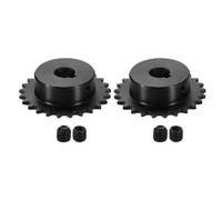 sourcing map 2 Pcs #25 Chain Roller Sprocket 12mm Bore, 1/4" Pitch 25 Tooth C45 Carbon Steel ANSI #25 Roller Sprocket Keyway 4 x 1.8mm with Set Screws for ISO 04C Chain
