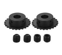 sourcing map 2 Pcs #25 Chain Roller Sprocket 14mm Bore, 24 Tooth C45 Carbon Steel ANSI #25 Roller Sprocket Round Hole with Set Screws for ISO 04C Chain
