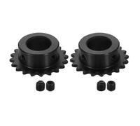 sourcing map 2 Pcs #25 Chain Roller Sprocket 16mm Bore, 20 Tooth C45 Carbon Steel ANSI #25 Roller Sprocket Round Hole with Set Screws for ISO 04C Chain