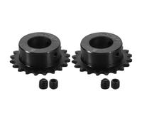 sourcing map 2 Pcs #25 Chain Roller Sprocket 17mm Bore, 20 Tooth C45 Carbon Steel ANSI #25 Roller Sprocket Round Hole with Set Screws for ISO 04C Chain