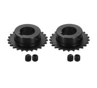 sourcing map 2 Pcs #25 Chain Roller Sprocket 19mm Bore, 1/4" Pitch 25 Tooth C45 Carbon Steel ANSI #25 Roller Sprocket Keyway 6 x 2.8mm with Set Screws for ISO 04C Chain