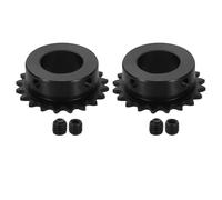 sourcing map 2 Pcs #25 Chain Roller Sprocket 20mm Bore, 20 Tooth C45 Carbon Steel ANSI #25 Roller Sprocket Round Hole with Set Screws for ISO 04C Chain