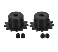 sourcing map 2 Pcs #25 Chain Roller Sprocket 5mm Bore, 13 Tooth C45 Carbon Steel ANSI #25 Roller Sprocket Round Hole with Set Screws for ISO 04C Chain