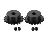 sourcing map 2 Pcs #25 Chain Roller Sprocket 8mm Bore, 20 Tooth C45 Carbon Steel ANSI #25 Roller Sprocket Round Hole with Set Screws for ISO 04C Chain