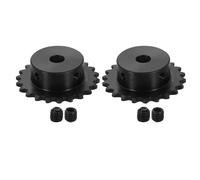 sourcing map 2 Pcs #25 Chain Roller Sprocket 8mm Bore, 22 Tooth C45 Carbon Steel ANSI #25 Roller Sprocket Round Hole with Set Screws for ISO 04C Chain