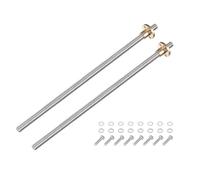 sourcing map 2 Pcs 250mm / 10 Inch Tr8x8 Stainless Steel Lead Screw with T8 Brass Nut - [ Acme Thread, 2mm Pitch, 8mm Lead ] for 3D Printer Z Axis, CNC Machine
