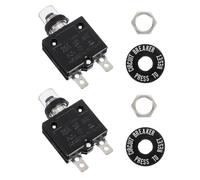 sourcing map 2 Pcs 25Amp Push Button Circuit Breaker, 125/250V AC 50V DC Manual Reset Thermal Overload Protector with Waterproof Button Caps