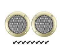 sourcing map 2 Pcs 2inch Black Speaker Grill Mesh Metal Woofer Guard Protector Dust Cover Gold Decorative Circle ABS Frame with Screws for Home Audio Car Speaker Replacement