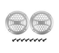 sourcing map 2 Pcs 2inch Silver Gray Speaker Grill Mesh Plastic Woofer Guard Protector Dust Cover Silver Gray Decorative Circle Plastic Frame with Screws for Home Audio Car Speaker Replacement