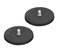 sourcing map 2 Pcs 3.5" Dia Rubber Coated Magnets, 88LBS Anti-Scratch Flag Magnet Base with 3/8"-16UNC Male Threaded Studs and Nut Magnets Holder for Camera Light Bar Mirror Tool