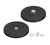 sourcing map 2 Pcs 3.5" Dia Rubber Coated Magnets, 88LBS Anti-Scratch Flag Magnet Base with M8 Female Threaded Studs and Nut Magnets Holder for Camera Light Bar Mirror Tool