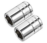 sourcing map 2 Pcs 3/8-Inch Drive 12mm 6-Point Shallow Socket, Metric, Cr-V